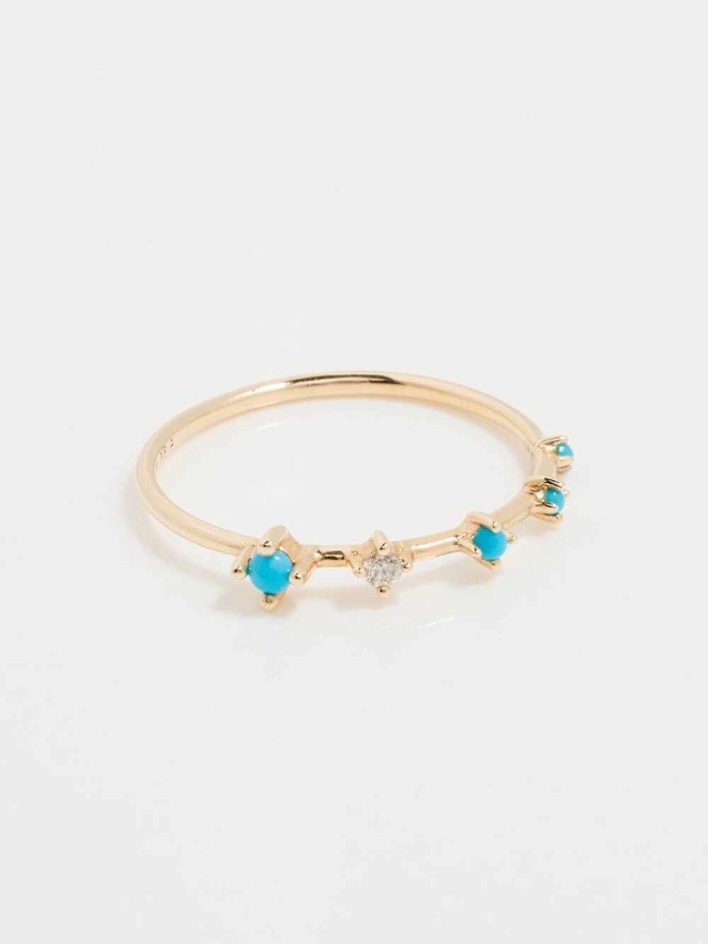 Adina Reyter 14k Diamond and Turquoise Stacking Ring - Size 7